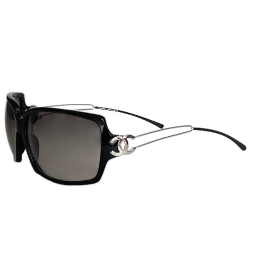 Vintage Chanel Logo Sunglasses in Black / Silver | NITRYL