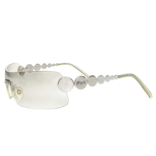 Vintage Dior Ruthenium Wraparound Sunglasses in Clear / Silver | NITRYL