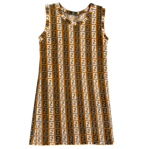 Vintage Fendi Monogram Terrycloth Dress in Brown UK 12 | NITRYL