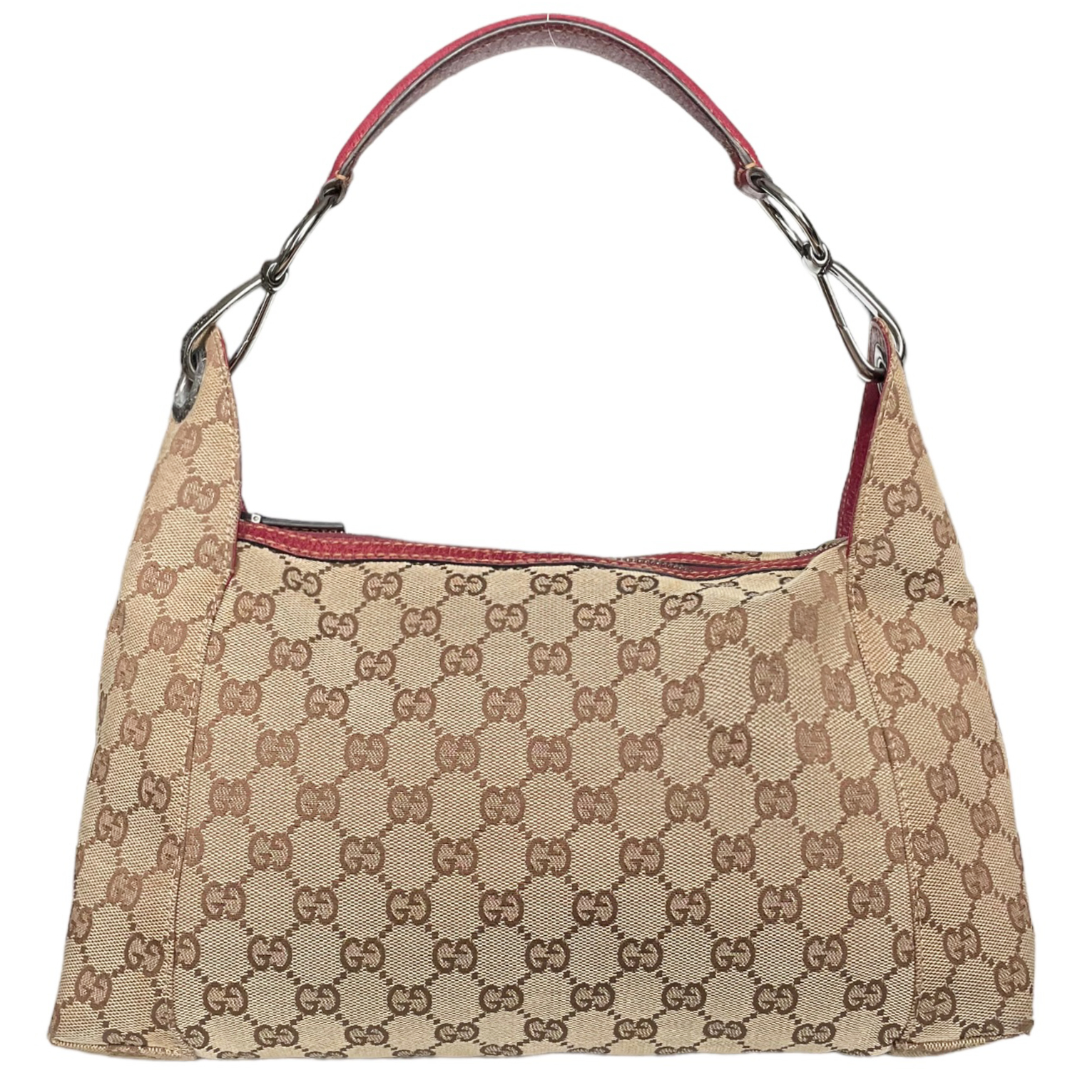 Gucci Monogram Shoulder Bag in Beige Maroon