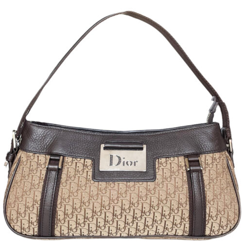 Vintage Dior Monogram Logo Columbus Shoulder Bag in Beige / Brown | NITRYL