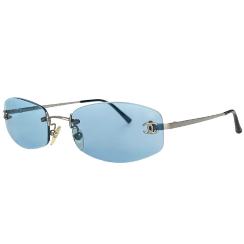 Vintage Chanel Rimless Oval Sunglasses in Blue | NITRYL