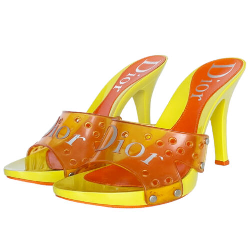 Vintage Dior Logo Jelly Heels in Yellow / Orange UK 3.5 | NITRYL