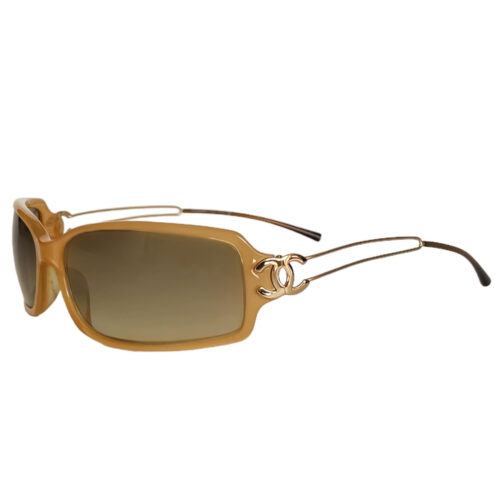 Vintage Chanel Logo Sunglasses in Gold | NITRYL