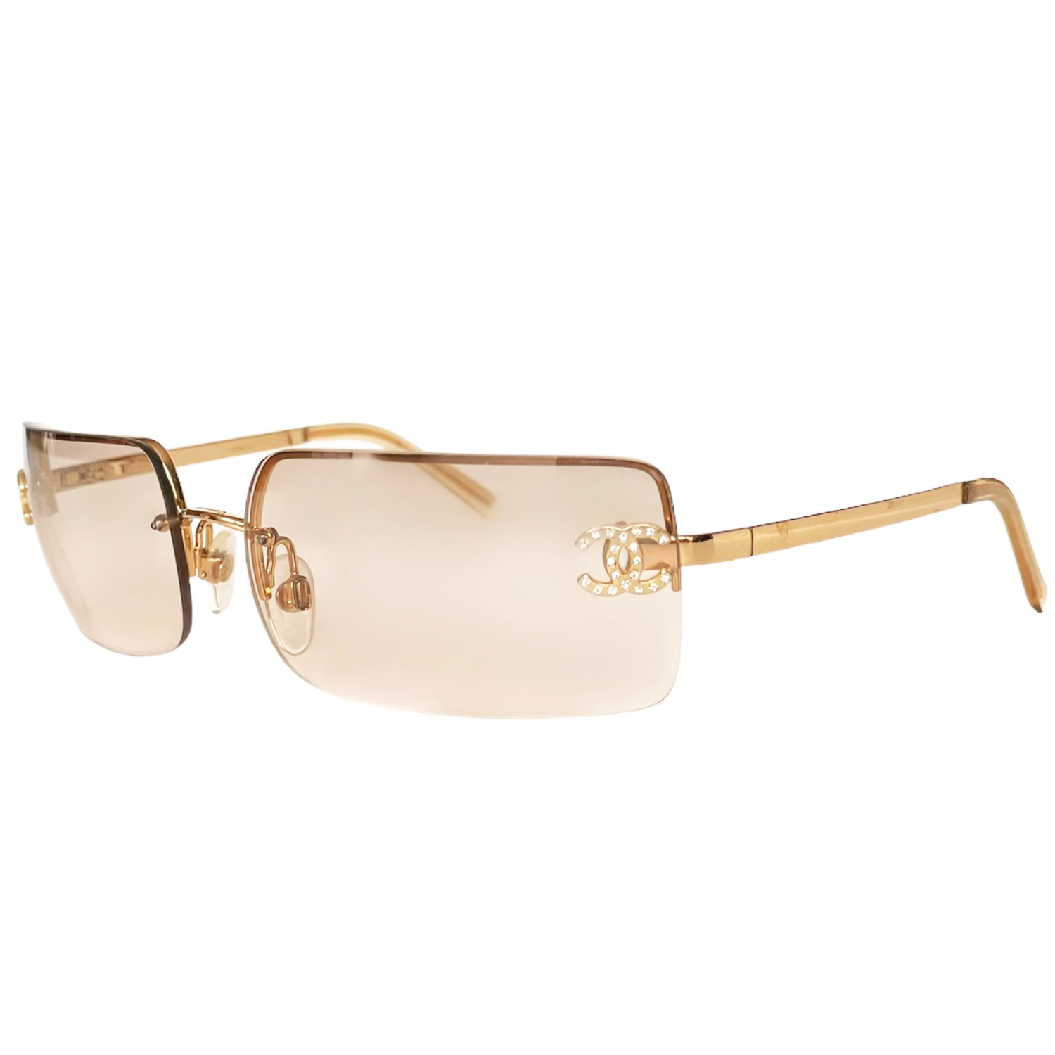 Chanel Gold 4104 CC Rimless Sunglasses Chanel