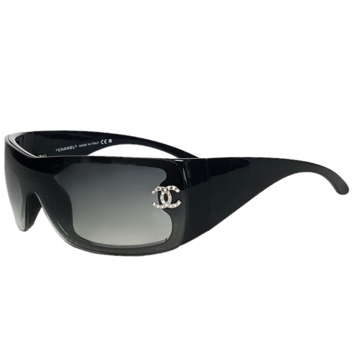 Chanel Diamante Wraparound Sunglasses in Black / Grey Nitryl