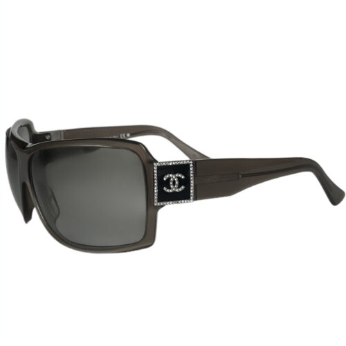 Vintage Chanel Diamante Oversized Sunglasses in Grey / Brown | NITRYL