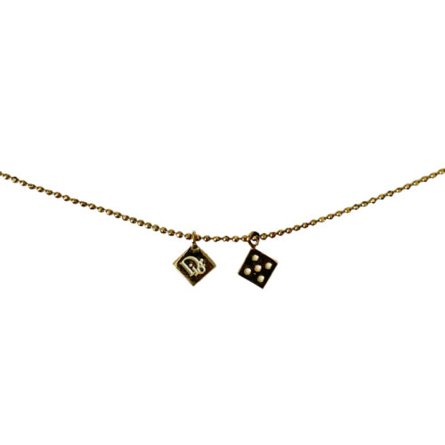 Vintage Dior Dice Logo Chain Necklace in Gold | NITRYL
