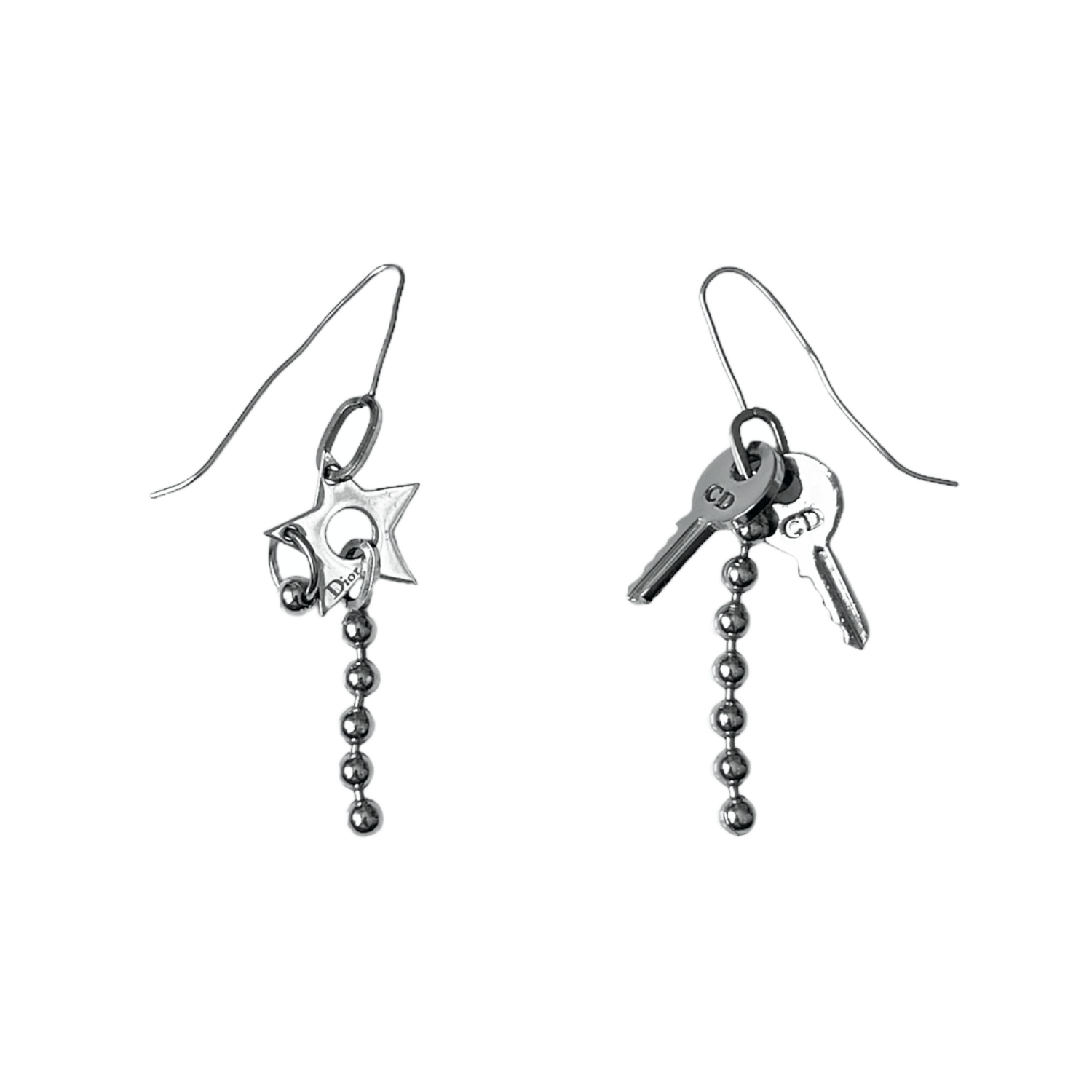 Vintage Dior Hardcore Star Logo Earrings in Silver | NITRYL