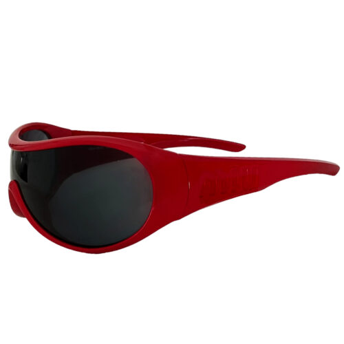 Vintage Miu Miu Logo Oversized Wraparound Sunglasses in Red | NITRYL