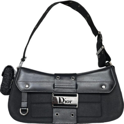 Vintage Dior Street Chic Columbus Pocket Shoulder Bag in Black / Silver | NITRYL