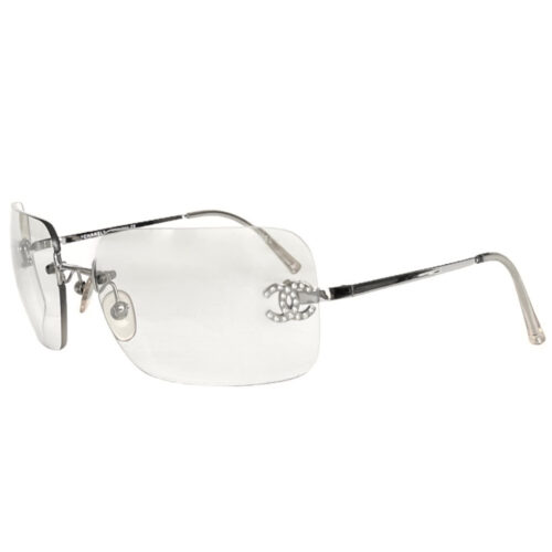 Vintage Chanel Diamante Rimless Sunglasses in Clear / Silver | NITRYL
