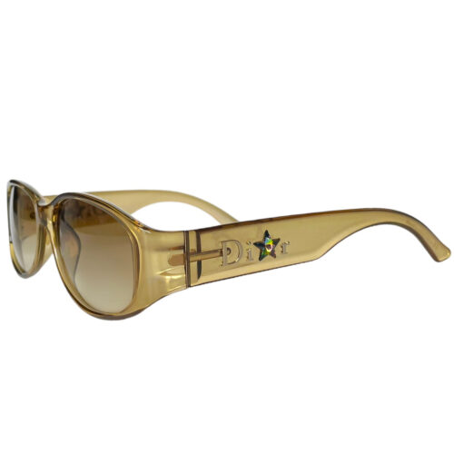 Vintage Dior Crystal Star Logo Sunglasses in Beige / Gold | NITRYL