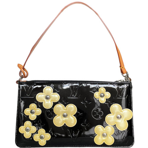 Vintage Louis Vuitton Monogram Vernis Flower Shoulder Bag in Black / Cream | NITRYL