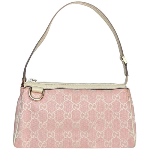 Vintage Gucci Monogram Mini Shoulder Bag in Baby Pink / White | NITRYL