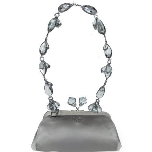 Vintage Prada Satin Crystal Shoulder Bag in Grey / Silver | NITRYL