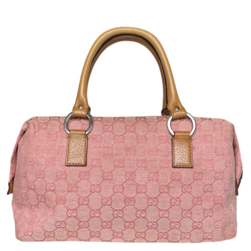 Vintage Gucci Monogram Boston Bag in Pink / Tan | NITRYL