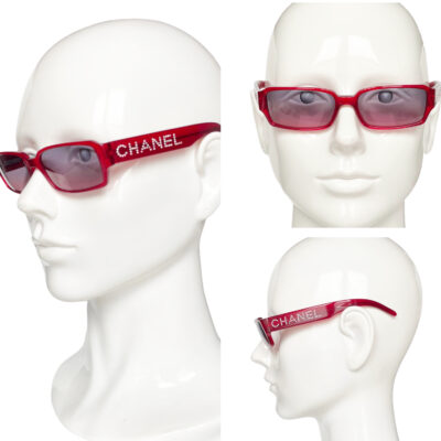 Chanel Diamante Spellout Sunglasses in Red / Silver – Nitryl