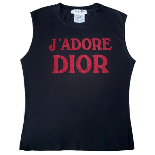 Vintage Dior J'Adore Spellout Vest Top In Black / Red UK 12 | NITRYL