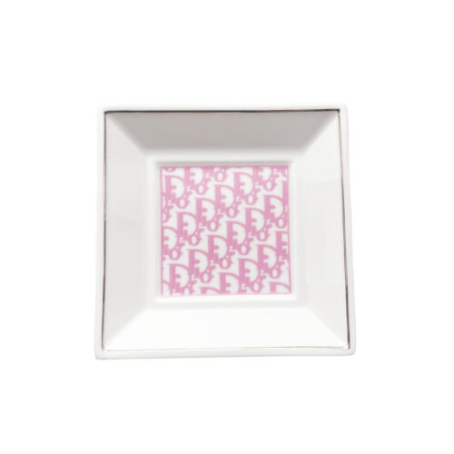 Vintage Dior Monogram Ash Tray / Trinket Dish in Pink / White | NITRYL