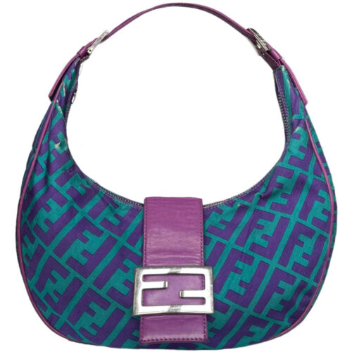 Vintage Fendi Monogram Croissant Shoulder Bag in Purple / Turquoise | NITRYL