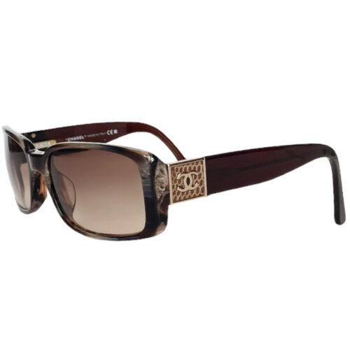 Vintage Chanel Logo Marble Print Sunglasses in Brown / Gold | NITRYL