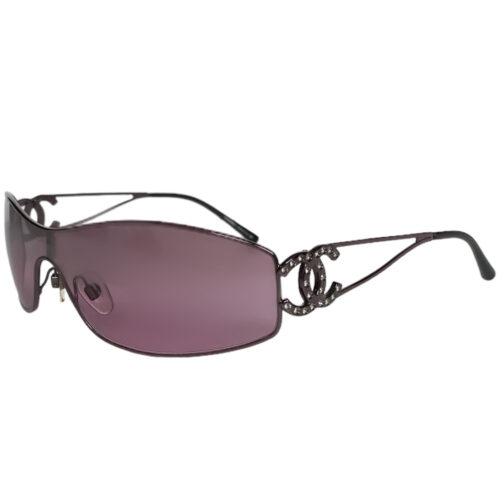 Vintage Chanel Diamante Wraparound Sunglasses in Purple / Pink | NITRYL