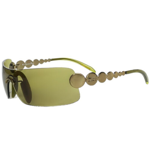 Vintage Dior Ruthenium Wraparound Sunglasses in Green | NITRYL