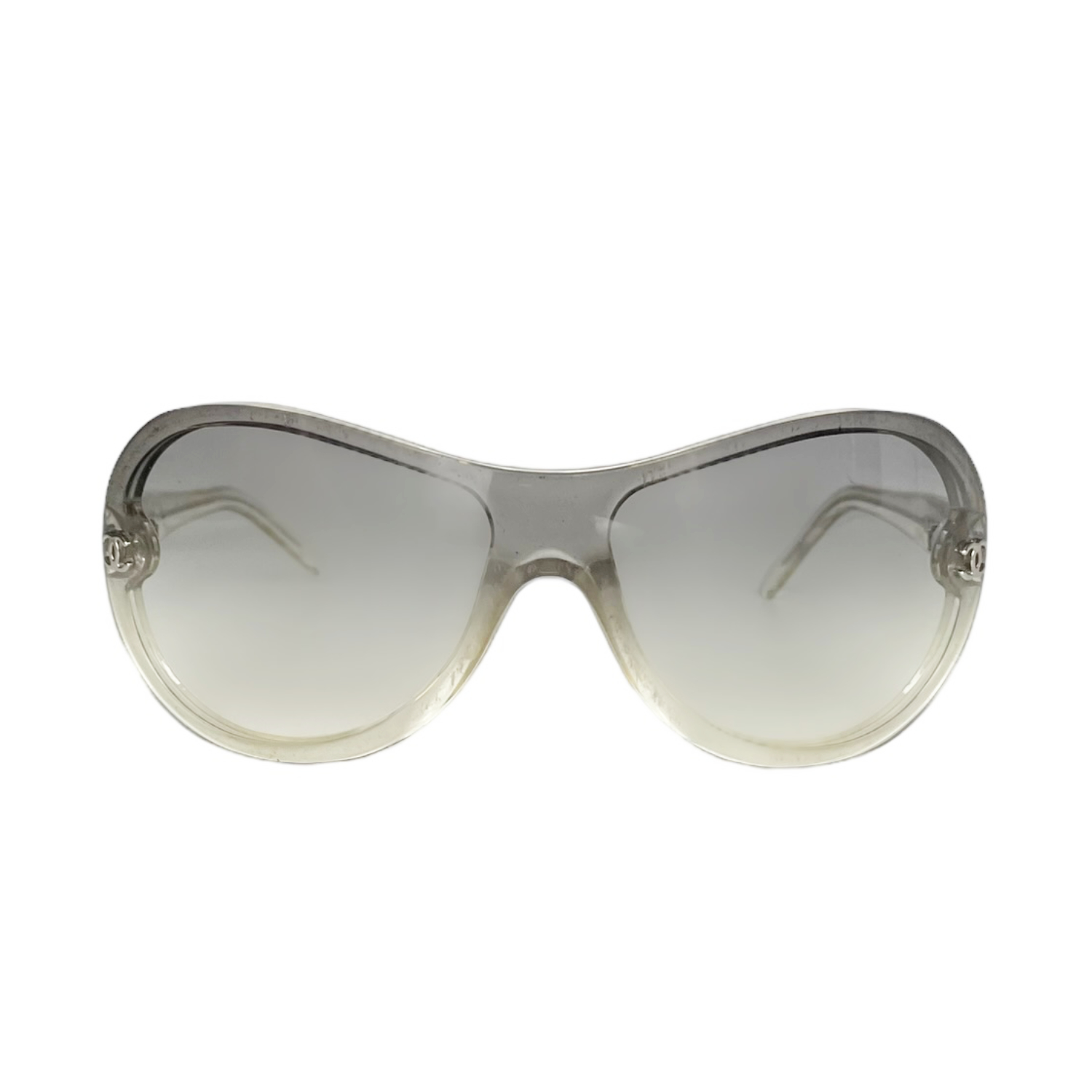 Chanel Logo Oversized Sunglasses in Clear / Grey