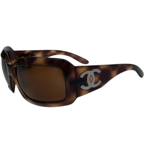 Vintage Chanel Pearl Logo Oversized Sunglasses in Tortoiseshell Brown | NITRYL