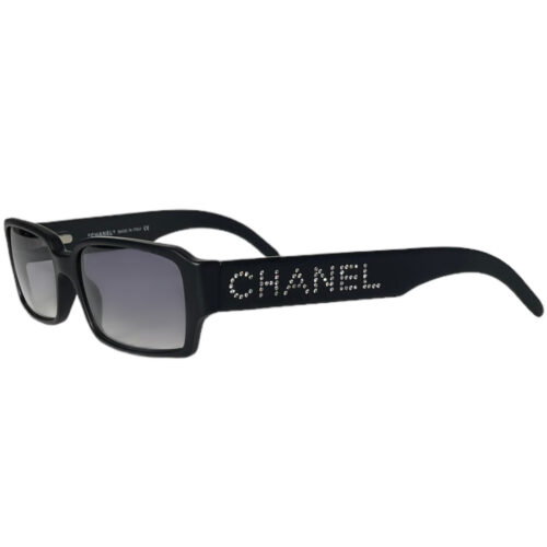 Vintage Chanel Diamante Spellout Sunglasses in Black | NITRYL