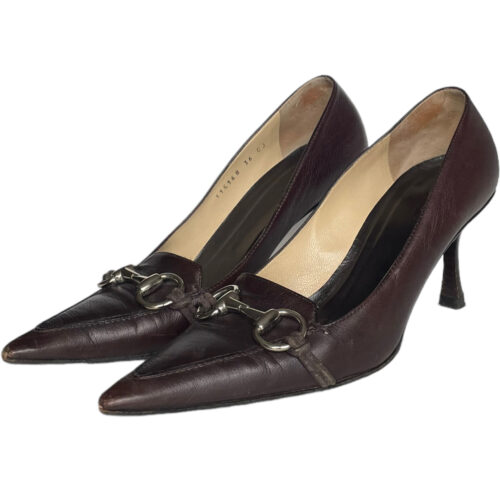 Vintage Gucci Horsebit Heels in Brown / Silver UK 3 | NITRYL
