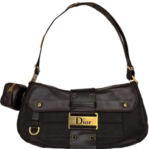 Vintage Dior Street Chic Columbus Pocket Shoulder Bag in Brown / Gold | NITRYL