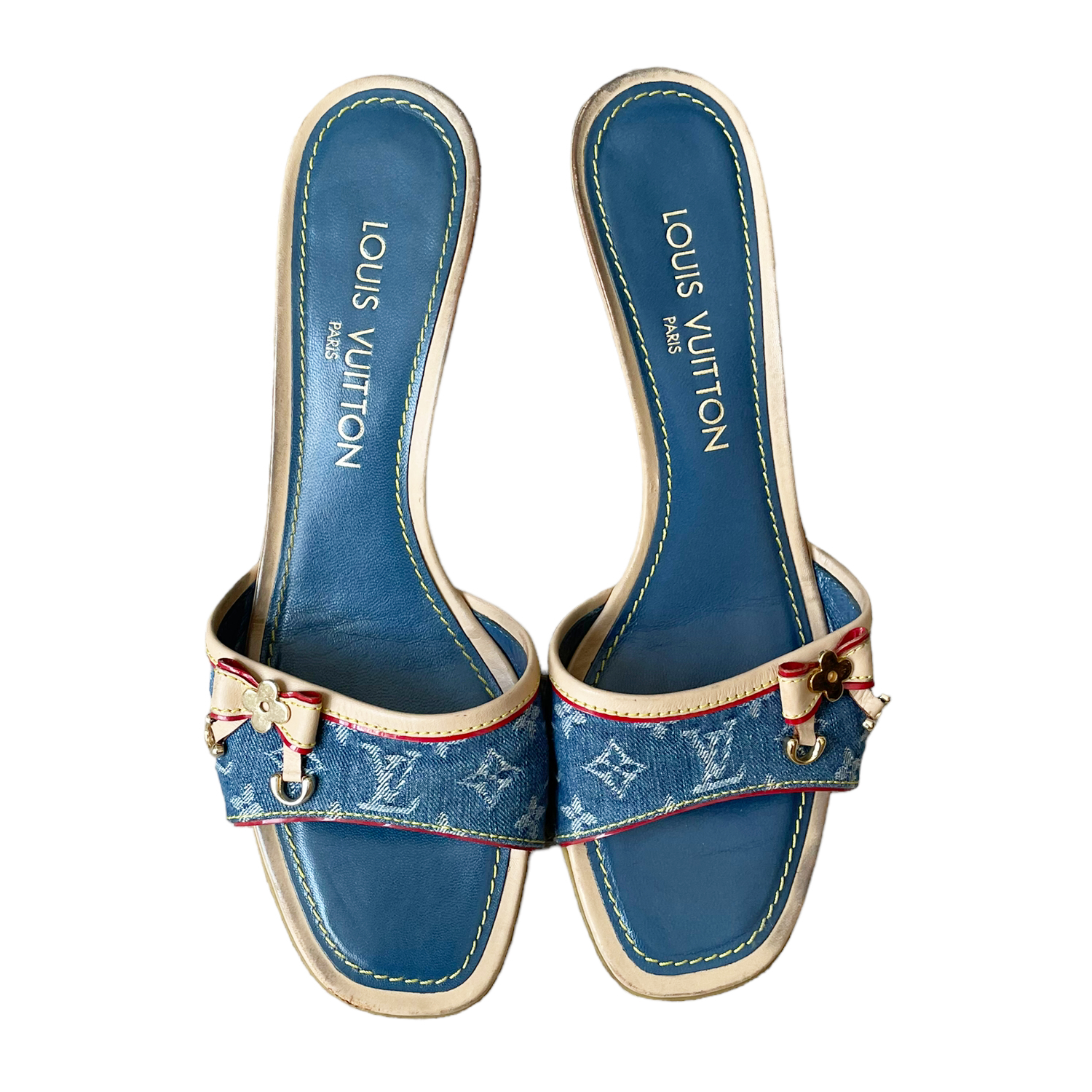 Louis Vuitton 2000s Denim Monogram Heels · INTO