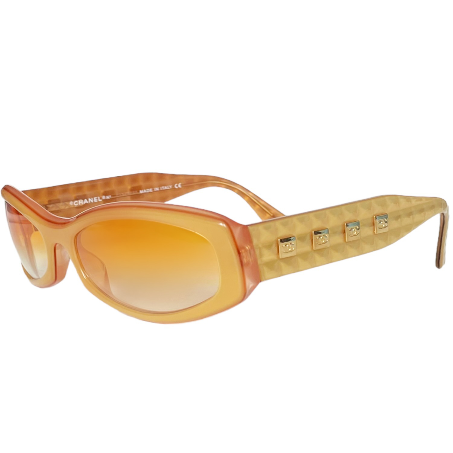 Chanel Logo Chunky Sunglasses in Yellow / Orange / Gold