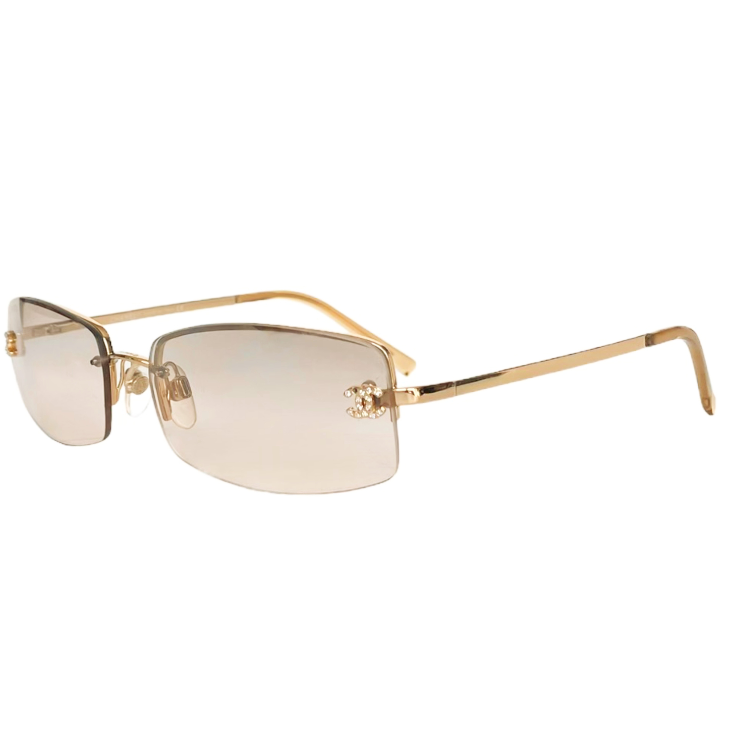 Chanel Gold 4104 CC Rimless Sunglasses