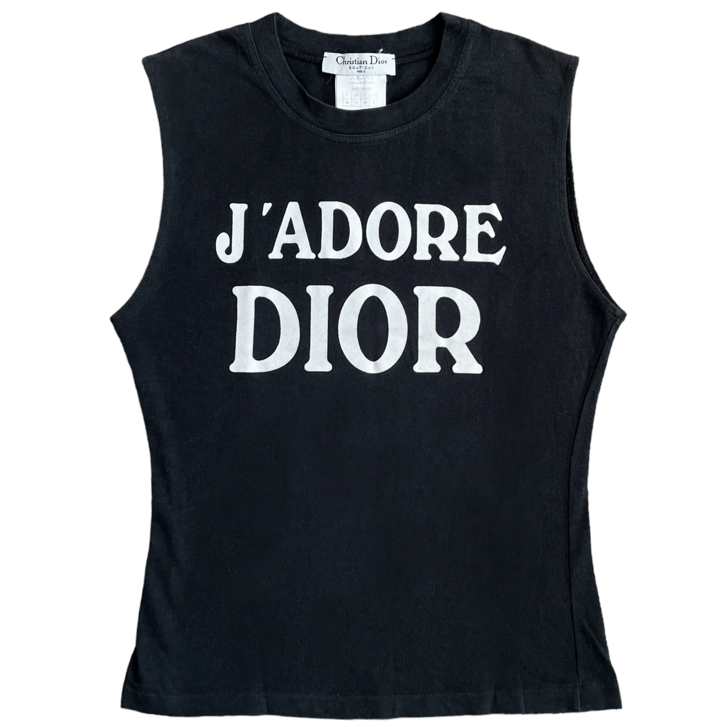 Vintage Dior J'Adore Spellout Tank Vest Top in Black / White UK 10 | NITRYL