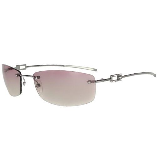Vintage Gucci Rimless Diamante Logo Sunglasses in Purple / Pink | NITRYL