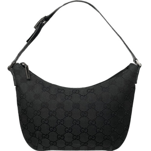 Vintage Gucci Monogram Crescent Shoulder Bag in Black | NITRYL