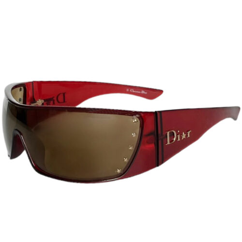 Vintage Dior Star Logo Wraparound Sunglasses in Red / Silver | NITRYL