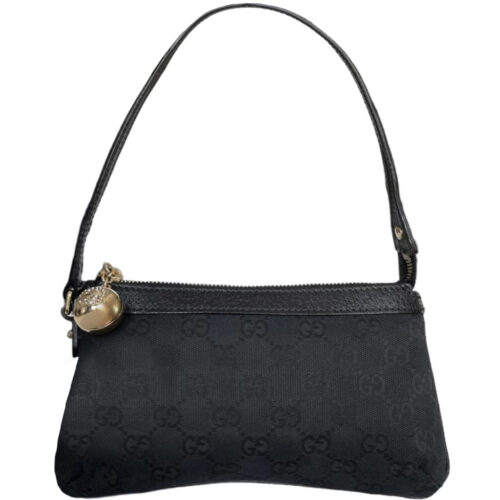 Vintage Gucci Monogram Diamante Ball Charm Mini Shoulder Bag in Black / Gold | NITRYL