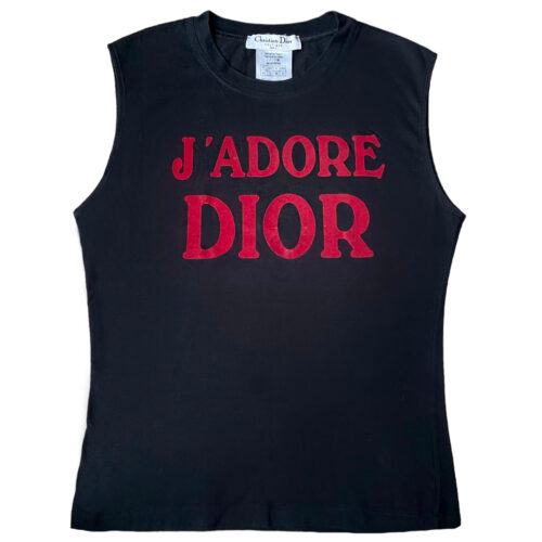 Vintage Dior J'Adore Spellout Vest Top in Black / Red UK 10 | NITRYL