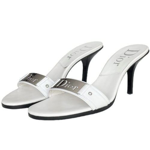 Vintage Dior Logo Heels in White / Silver UK 5 | NITRYL