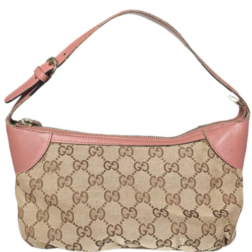 Vintage Gucci Monogram Mini Shoulder Bag in Beige / Pink | NITRYL