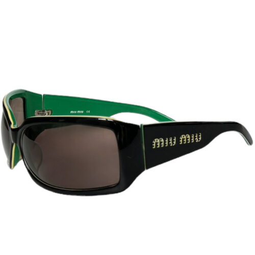 Vintage Miu Miu Logo Sunglasses in Black / Green | NITRYL