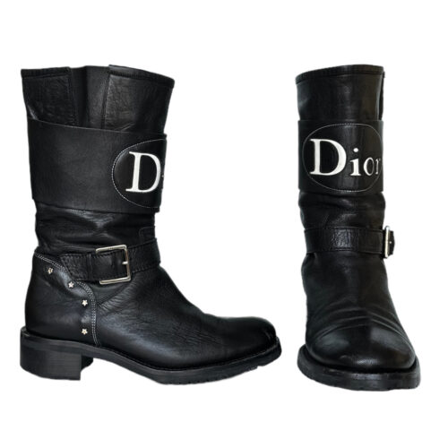 Vintage Dior Logo Combat Boots in Black UK 4.5 | NITRYL