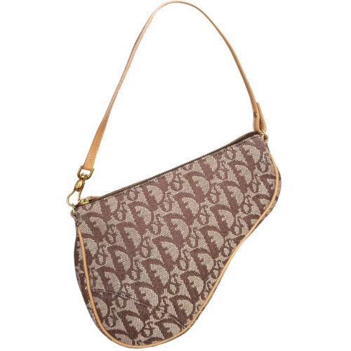 Vintage Dior Trotter Monogram Saddle Shoulder Bag in Brown | NITRYL