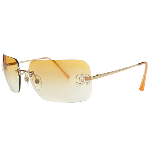Vintage Chanel Diamante Rimless Ombre Sunglasses in Yellow / Gold | NITRYL
