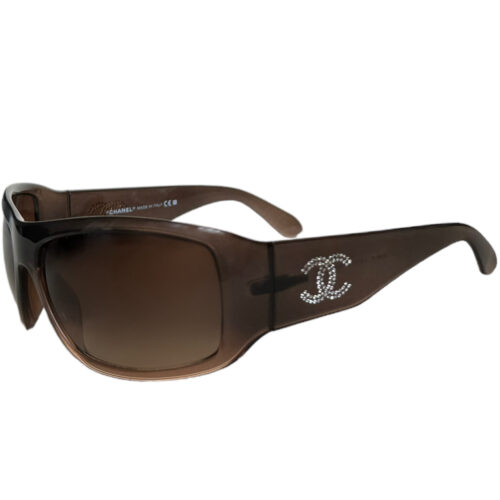 Vintage Chanel Diamante Wraparound Sunglasses in Brown | NITRYL
