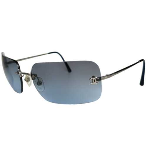 Vintage Chanel Rimless Logo Sunglasses in Blue | NITRYL